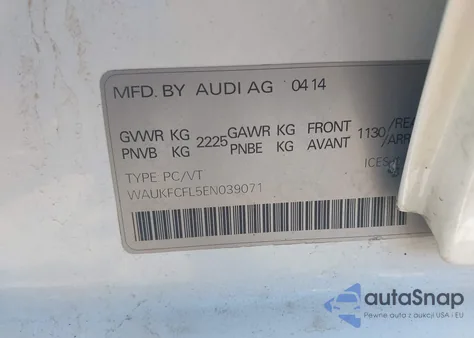 2014 Audi A4 z USA, uszkodzony, nr VIN WAUKFCFL5EN039071